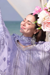 BrandsInn-3PC LAWN CHIKANKARI EMBROIDERED SHIRT WITH KHADDI NET EMB DUPATTA AND TROUSER-BI-4508