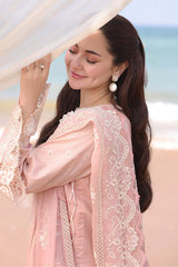 BrandsInn-3PC LAWN EMBROIDERED SHIRT WITH KHAADI NET EMBROIDERED DUPATTA AND TROUSER -BI-4698