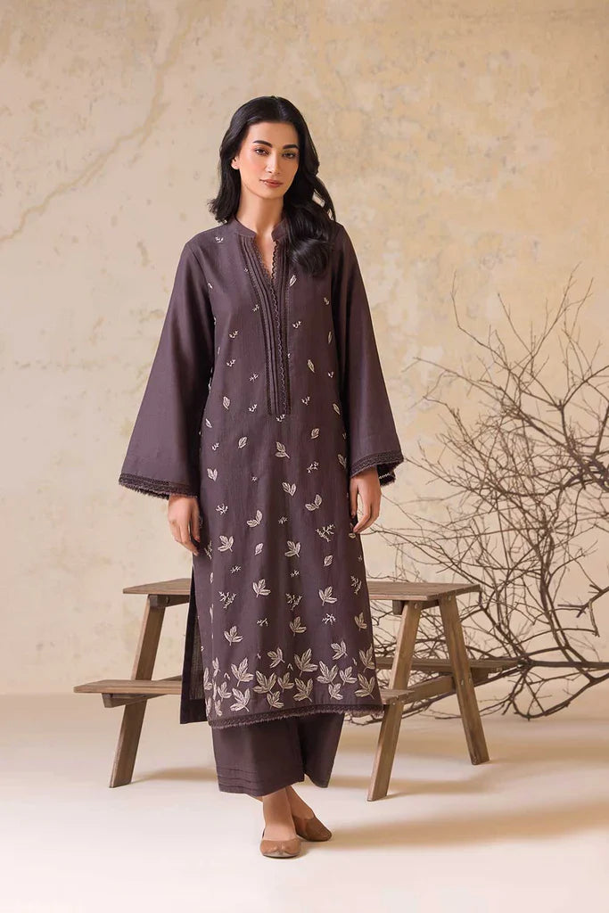 BrandsInn-2PC LAWN EMBROIDERED SHIRT WITH LAWN EMBROIDERED SLEEVES-BIC-3474-BI-263