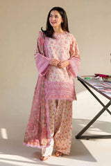 BrandsInn-3PC LAWN DIGITAL PRINTED EMB SHIRT WITH SILK PRINTED DUPATTA AND PRINTED TROUSER-BI-056