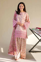 BrandsInn-3PC LAWN DIGITAL PRINTED EMB SHIRT WITH SILK PRINTED DUPATTA AND PRINTED TROUSER-BI-056