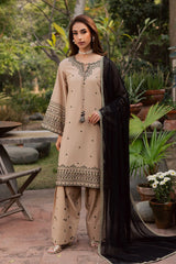 BrandsInn-3PC LAWN EMBROIDERED SHIRT WITH CHIFFON EMBROIDERED DUPATTA AND EMB TROUSER-BI-4765