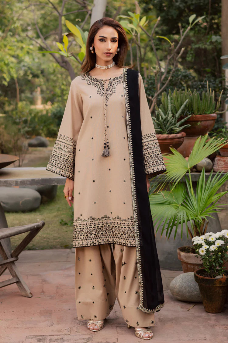 BrandsInn-3PC LAWN EMBROIDERED SHIRT WITH CHIFFON EMBROIDERED DUPATTA AND EMB TROUSER-BI-4765