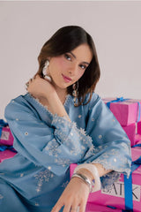 BrandsInn-2PIECE DHANAK EMBROIDERED SHIRT WITH DHANAK EMB TROUSER-BI-15005