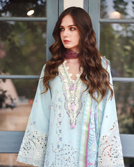 BrandsInn-3PC LAWN CHIKAN EMBROIDERED SHIRT WITH SILK PRINTED DUPATTA AND TROUSER-BI-4905