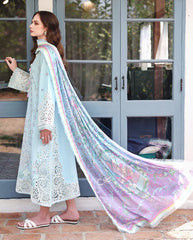 BrandsInn-3PC LAWN CHIKAN EMBROIDERED SHIRT WITH SILK PRINTED DUPATTA AND TROUSER-BI-4905