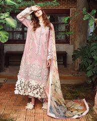 BrandsInn-3PC DHANAK EMBROIDERED SHIRT WITH WOOL PRINTED SHAWL AND TROUSER-BI-5081