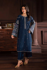 BrandsInn-2PIECE DHANAK EMBROIDERED SHIRT WITH DHANAK EMB SLEEVES-BI-15019