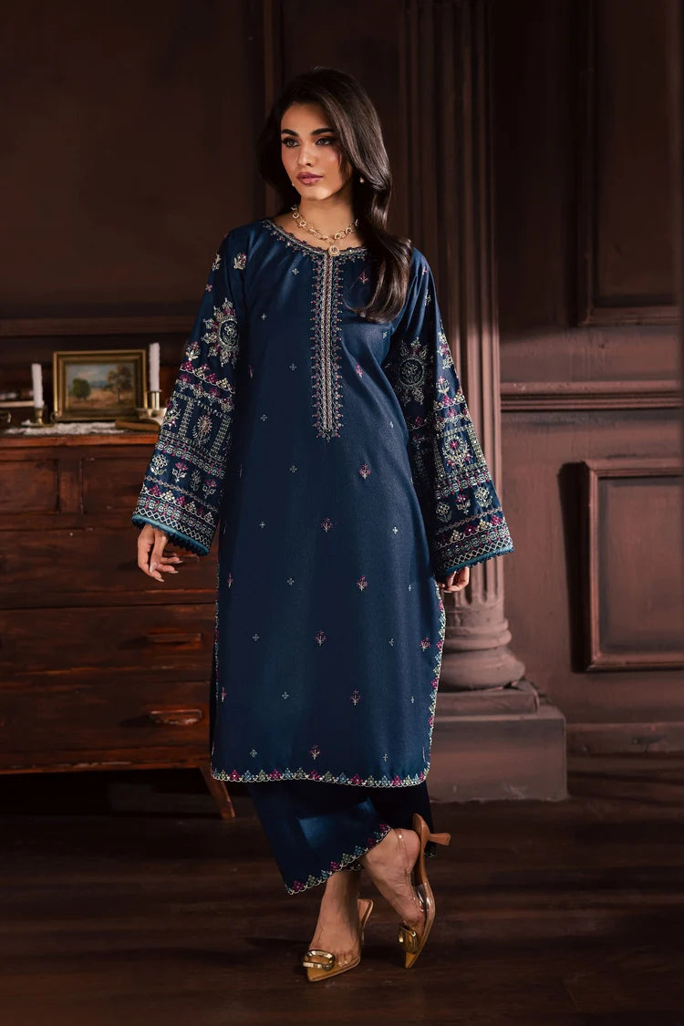 BrandsInn-2PIECE DHANAK EMBROIDERED SHIRT WITH DHANAK EMB SLEEVES-BI-15019