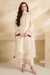 BrandsInn-3 PIECE DHANAK EMBROIDERED SHIRT WITH DHANAK EMBROIDERED SHAWL AND TROUSER-BI-5232