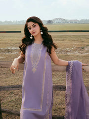 BrandsInn-3PC LAWN EMBROIDERED SHIRT WITH ORGANZA EMBROIDERED DUPATTA AND TROUSER-BI-4842