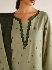 BrandsInn-3PC DHANAK EMBROIDERED SHIRT DHANAK EMBROIDERED SHAWL AND TROUSER-BI-5184
