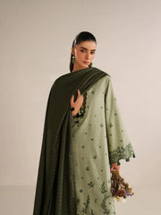 BrandsInn-3PC DHANAK EMBROIDERED SHIRT DHANAK EMBROIDERED SHAWL AND TROUSER-BI-5184