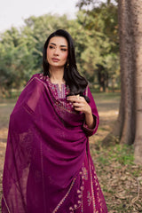 BrandsInn-3PIECE LAWN SEQUIN EMBROIDERED SHIRT WITH CHIFFON EMBROIDERED DUPATTA AND TROUSER-BI-4857