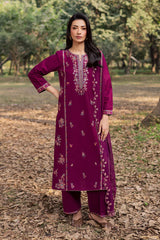BrandsInn-3PIECE LAWN SEQUIN EMBROIDERED SHIRT WITH CHIFFON EMBROIDERED DUPATTA AND TROUSER-BI-4857