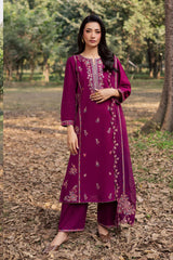 BrandsInn-3PIECE LAWN SEQUIN EMBROIDERED SHIRT WITH CHIFFON EMBROIDERED DUPATTA AND TROUSER-BI-4857