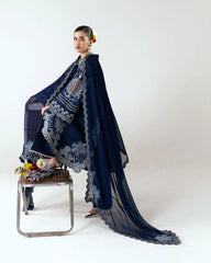 BrandsInn-3PC DHANAK EMBROIDERED SHIRT WITH DHANAK EMBROIDERED DUPATTA AND TROUSER-BI-5245