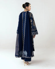 BrandsInn-3PC DHANAK EMBROIDERED SHIRT WITH DHANAK EMBROIDERED DUPATTA AND TROUSER-BI-5245