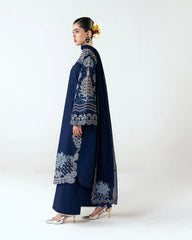 BrandsInn-3PC DHANAK EMBROIDERED SHIRT WITH DHANAK EMBROIDERED DUPATTA AND TROUSER-BI-5245