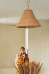 BrandsInn-3PC DHANAK SHIRT WITH WOOL PRINTED SHAWL AND TROUSER-BI-4128