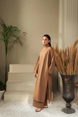 BrandsInn-3PC DHANAK SHIRT WITH WOOL PRINTED SHAWL AND TROUSER-BI-4128