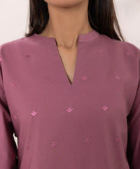 BrandsInn-3PC DHANAK EMBROIDERED SHIRT COUTRAI PRINTED SHAWL & EMB TROUSER-BI-4157