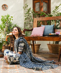 BrandsInn-3PC LAWN PRINTED EMB SHIRT WITH LAWN PRINTED DUPATTA AND PRINTED TROUSER-BI-2527