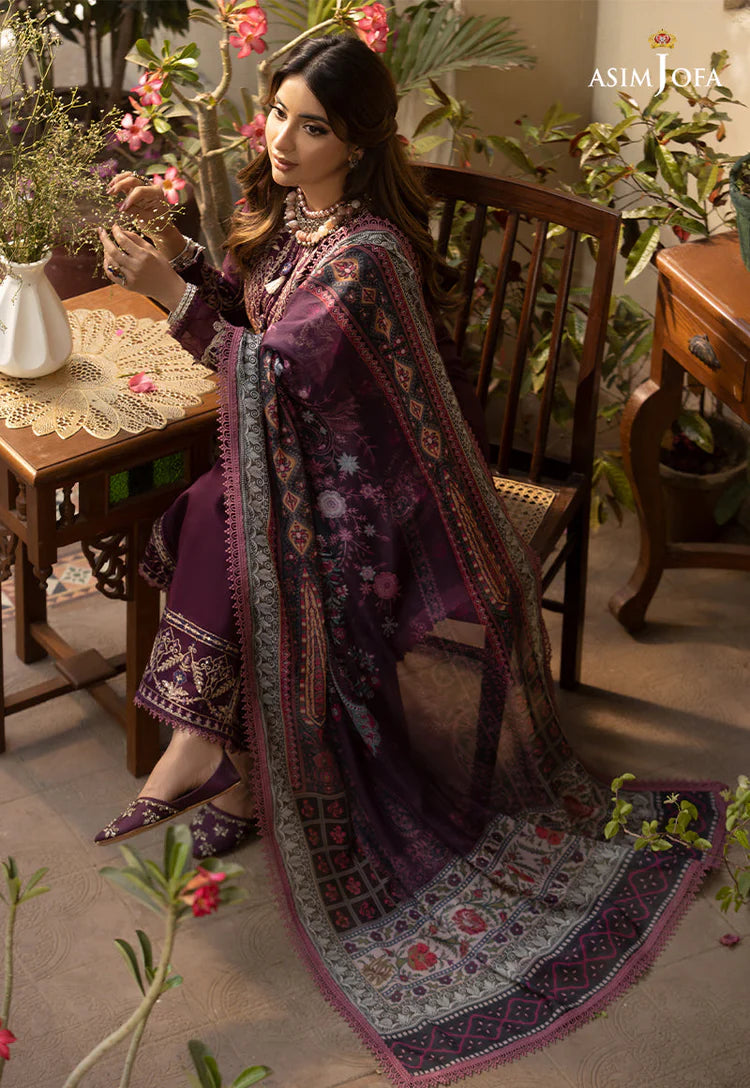 BrandsInn-3PC DHANAK EMBROIDRED SHIRT WITH COURTRAI PRINTED SHAWL AND TROUSER-BI-4252