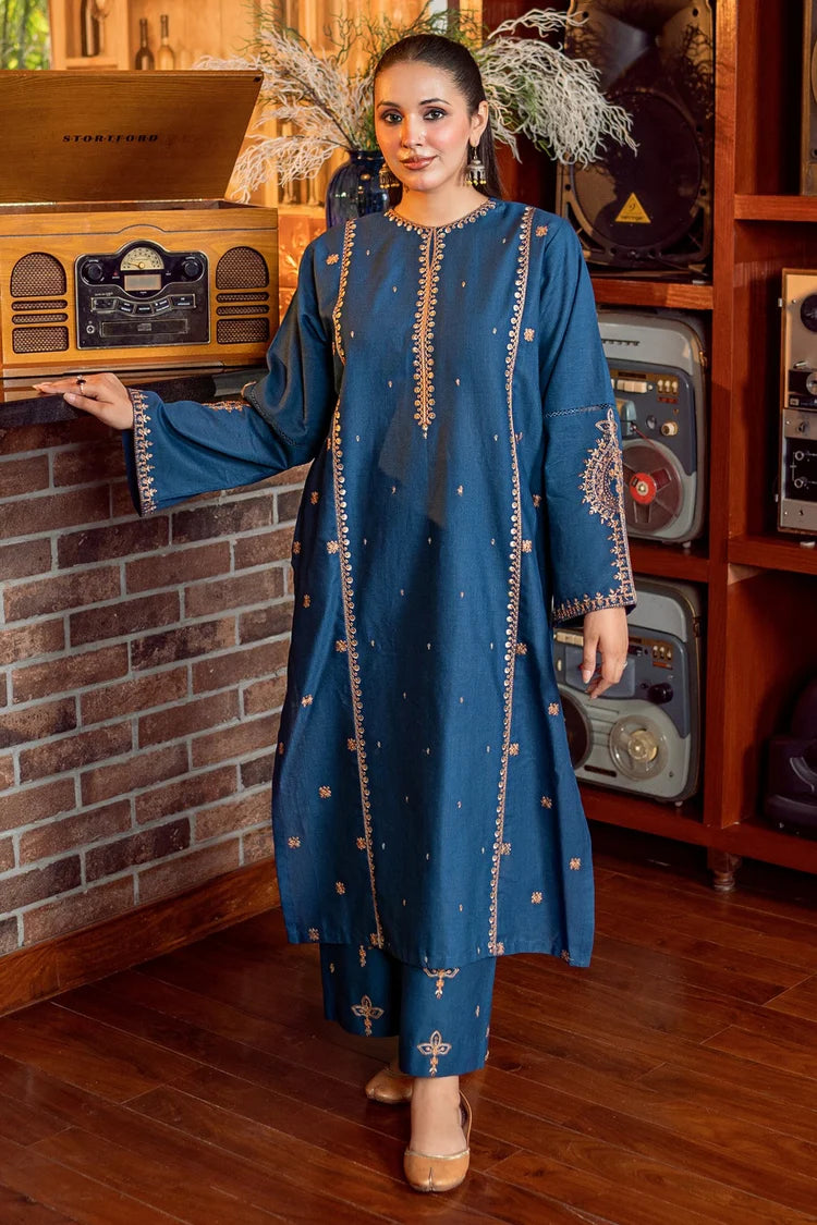 BrandsInn-2PIECE DHANAK EMBROIDERED SHIRT WITH DHANAK EMB SLEEVES-BI-15030