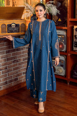 BrandsInn-2PIECE DHANAK EMBROIDERED SHIRT WITH DHANAK EMB SLEEVES-BI-15030