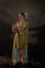 BrandsInn-2PIECE DHANAK EMBROIDERED SHIRT WITH DHANAK EMB TROUSER-BI-15038