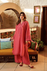 BrandsInn-3PC LAWN EMBROIDERED SHIRT AND EMBROIDERED TROUSER-BI-380