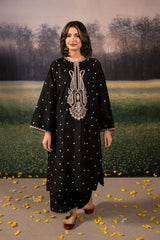 BrandsInn-3PC DHANAK EMBROIDERED SHIRT WITH COUTRAI PRINTED SHAWL & DHANAK EMB TOUSER-BI-4179