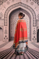 BrandsInn-3PC LAWN EMBROIDERED SHIRT WITH MONARK PRINTED DUPATTA AND EMB TROUSER -BI-3758