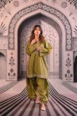 BrandsInn-3PC DHANAK EMBROIDERED SHIRT WITH COUTRAI PRINTED SHAWL & EMB TROUSER-BI-4118