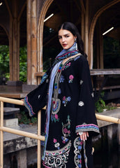 BrandsInn-3PC DHANAK EMBROIDERED SHIRT WITH COURTRAI WOOL PRINT SHAWL AND TROUSER-BI-4415