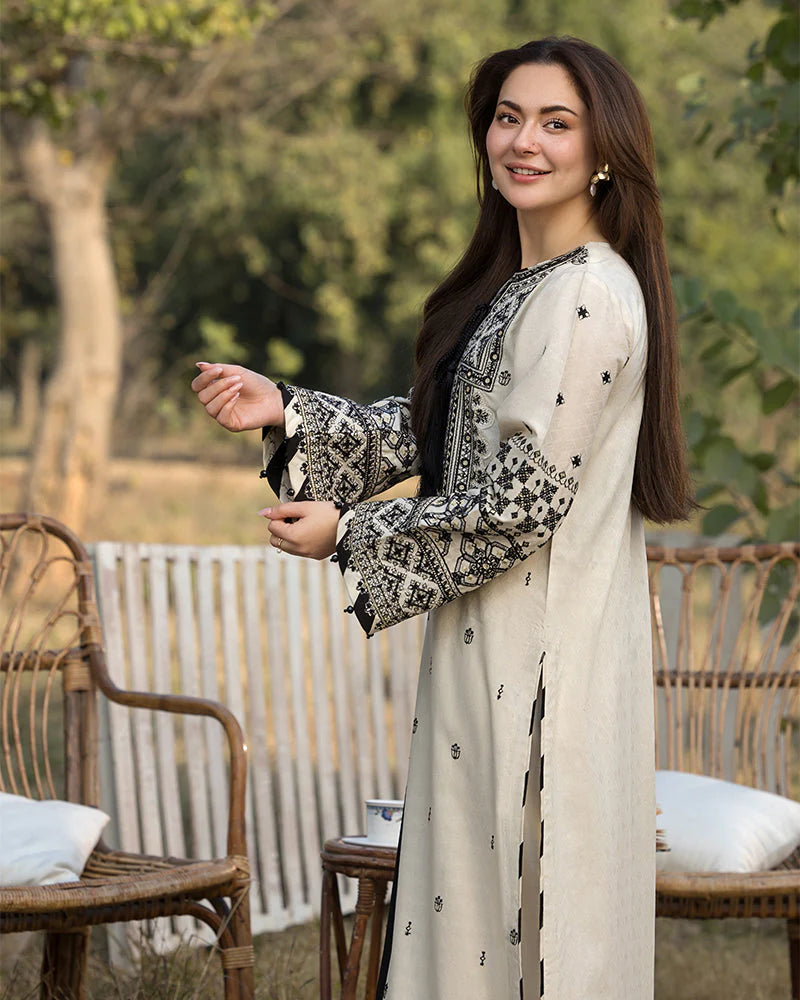 BrandsInn-3PC DHANAK EMBROIDERED SHIRT WITH CHIFFON EMBROIDERED DUPATTA AND EMB TROUSER-BI-4159