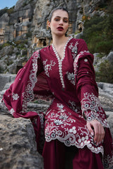 BrandsInn-3PC DHANAK EMBROIDERED SHIRT WITH CHIFFON EMBROIDERED DUPATTA AND EMB TROUSER-BI-4161
