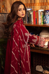 BrandsInn- 3PC DHANAK EMBROIDERED SHIRT WITH BAMBER CHIFFON EMBROIDRED DUPATTA-BI-4136
