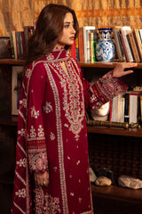BrandsInn- 3PC DHANAK EMBROIDERED SHIRT WITH BAMBER CHIFFON EMBROIDRED DUPATTA-BI-4136