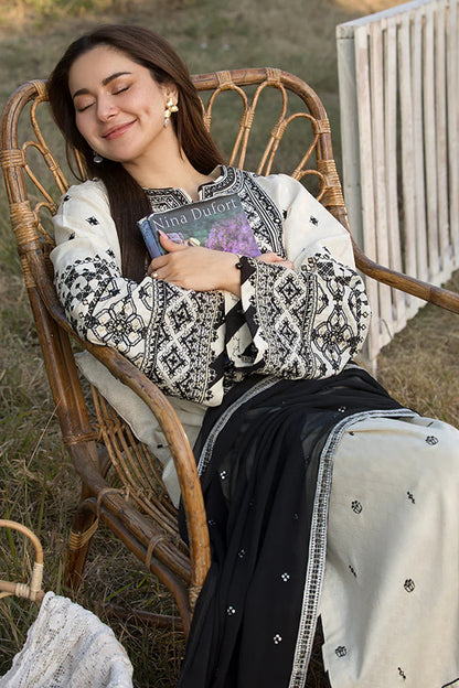 BrandsInn-3PC DHANAK EMBROIDERED SHIRT WITH CHIFFON EMBROIDERED DUPATTA AND EMB TROUSER-BI-4159