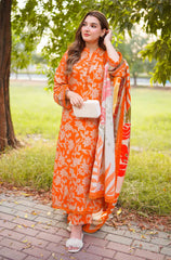 BrandsInn-3PC LAWN DIGITAL PRINTED SHIRT WITH SILK PRINTED DUPATTA AND PRINTED TROUSER-BI-030