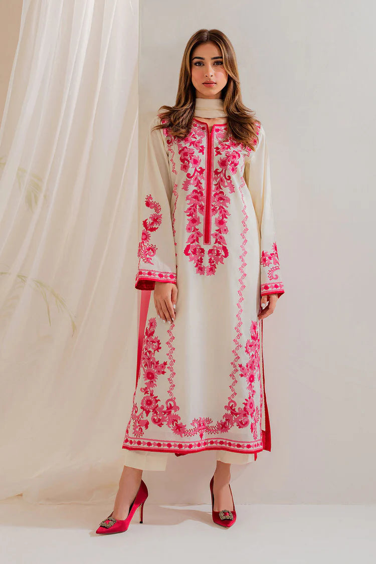 BrandsInn-3PC LAWN EMBROIDERED SHIRT WITH CHIFFON TYE&DYE DUPATTA AND TROUSER-BI-4655