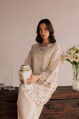 BrandsInn-2PIECE DHANAK EMBROIDERED SHIRT WITH DHANAK EMB SLEEVES-BI-15024