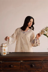 BrandsInn-2PIECE DHANAK EMBROIDERED SHIRT WITH DHANAK EMB SLEEVES-BI-15024