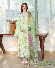 BrandsInn-3PC LAWN EMBROIDERED SHIRT WITH SILK PRINTED DUPATTA AND TROUSER-BI-4908