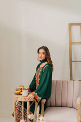 BrandsInn-3PC DHANAK EMBROIDERED SHIRT WITH BAMBER CHIFFON DUPATTA & TROUSER-BI-4248