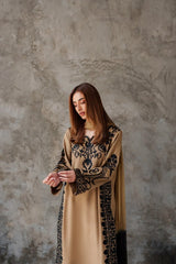 BrandsInn-3PC DHANAK EMBROIDERED SHIRT WITH CHIFFON TYE&DYE DUPATTA AND TROUSER-BI-5287