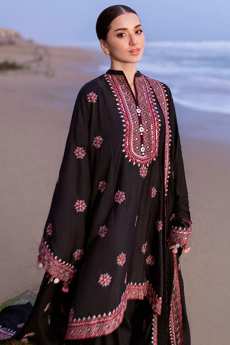 BrandsInn-3PC DHANAK EMBROIDERED SHIRT WITH DHANAK EMBROIDERED SHAWL AND TROUSER BI-4336