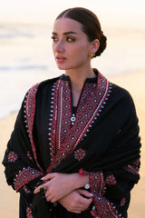 BrandsInn-3PC DHANAK EMBROIDERED SHIRT WITH DHANAK EMBROIDERED SHAWL AND TROUSER BI-4336